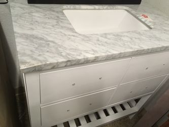 36 IN BATHROOM VANITY CABINET WITH CARRARA MARBLE TOP COMBO