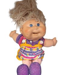 Vintage 1996 Mattel Feed Me Cabbage Patch Doll 15" Tall Backpack Blonde Hair. Great shape.
