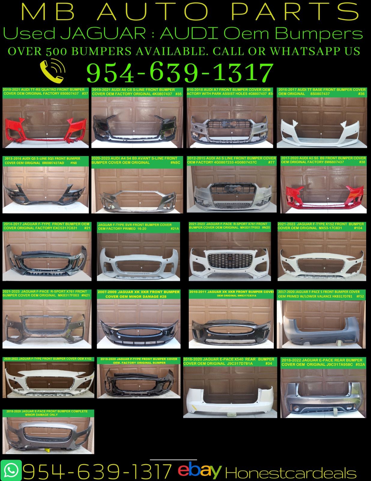 Audi Jaguar Bumper Parts Partout Shipping Nationwide