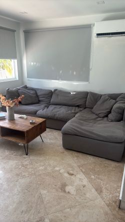 Grey comfy couch with chaise lounge for sale