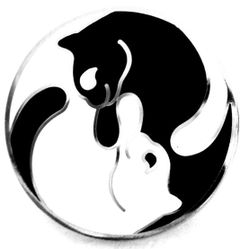 Cat Kittens Yin Yang Lapel Pin