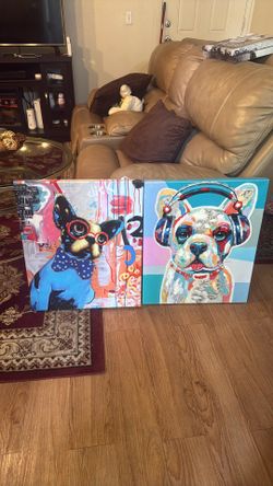 Colorful funny dog paintings