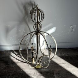 Designer Style Beaded Orb Chandelier Gold 3 Light Sphere Pendant Ceiling Fixture