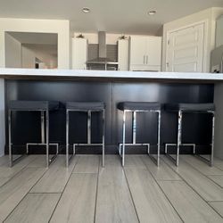 Modern Chrome/Leather Bar Stools