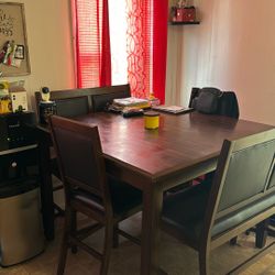 Dark Brown Wooden Table Sits 8 