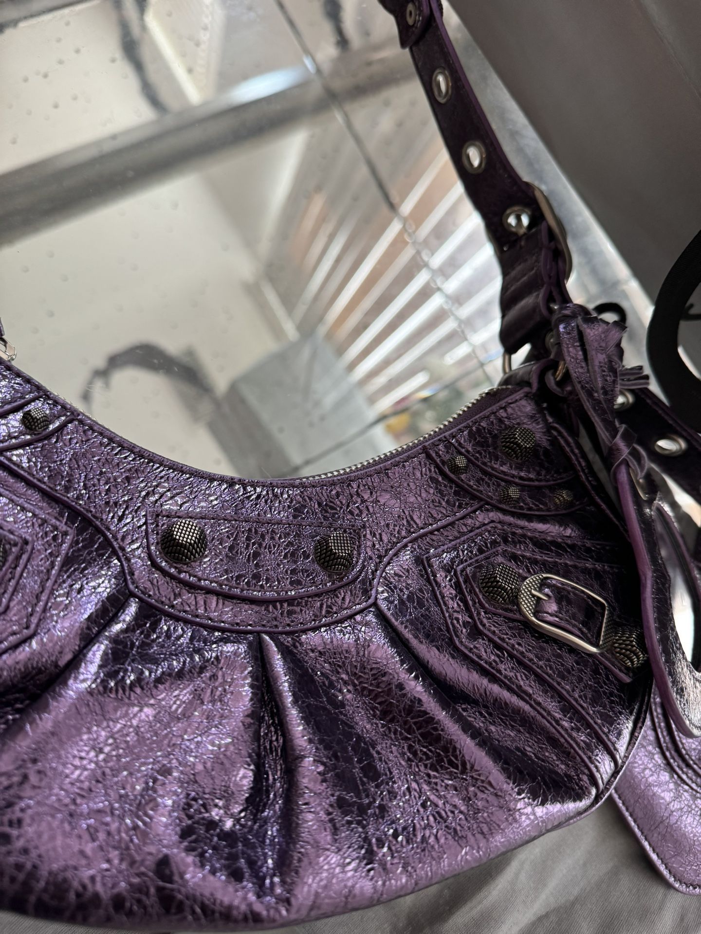 Balenciaga Le Cagole Xs Metallic Mauve Purple Purse for Sale in