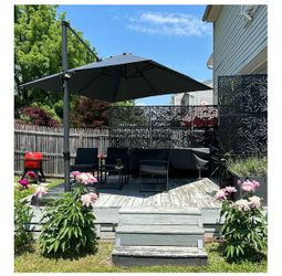 9 feet outdoor gray umbrella, includes base