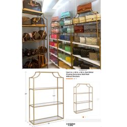 Kate & Laural 4 Tier Gold Metal Floating Decorative Wall Shelf