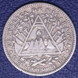 1887 Nicaragua 10c Silver Coin
