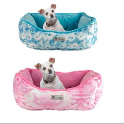New With Tag CANINI by Baguette Reversible Micro-Plush Dog Bed for Small-Sized Breeds, Pink Tie-Dye