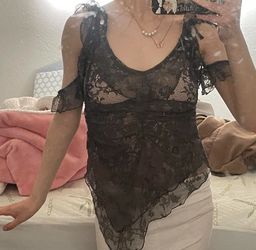 Gray Lace Corset Top