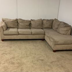 Tan L-Shape Sectional Couch Sofa *Free Delivery*