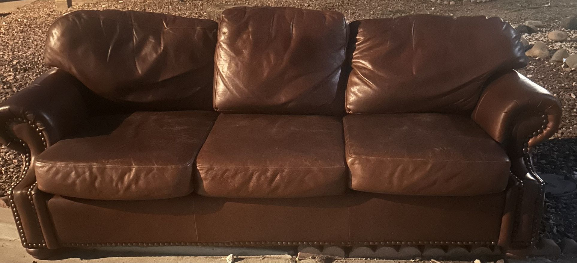 Leather Sofa And Oversized Chair