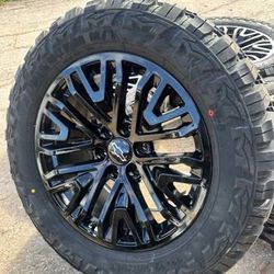 New 22" black Chevy Wheels and Tires 22 sierra GMC rims Silverado Tahoe Sierra Negros Rines con Llantas OEM stock factory Original Take offs originals