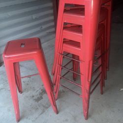  "Industrial-Grade Metal Stools in Red for Commercial Kitchen Use - Low Priced and Used Equipment in 2023 with Heavy Duty Construction and Protective 