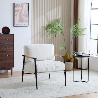 ModernLuxe 27.56inch Modern Accent Chair with Plush Cushions Minimalist Metal Frame and Wooden