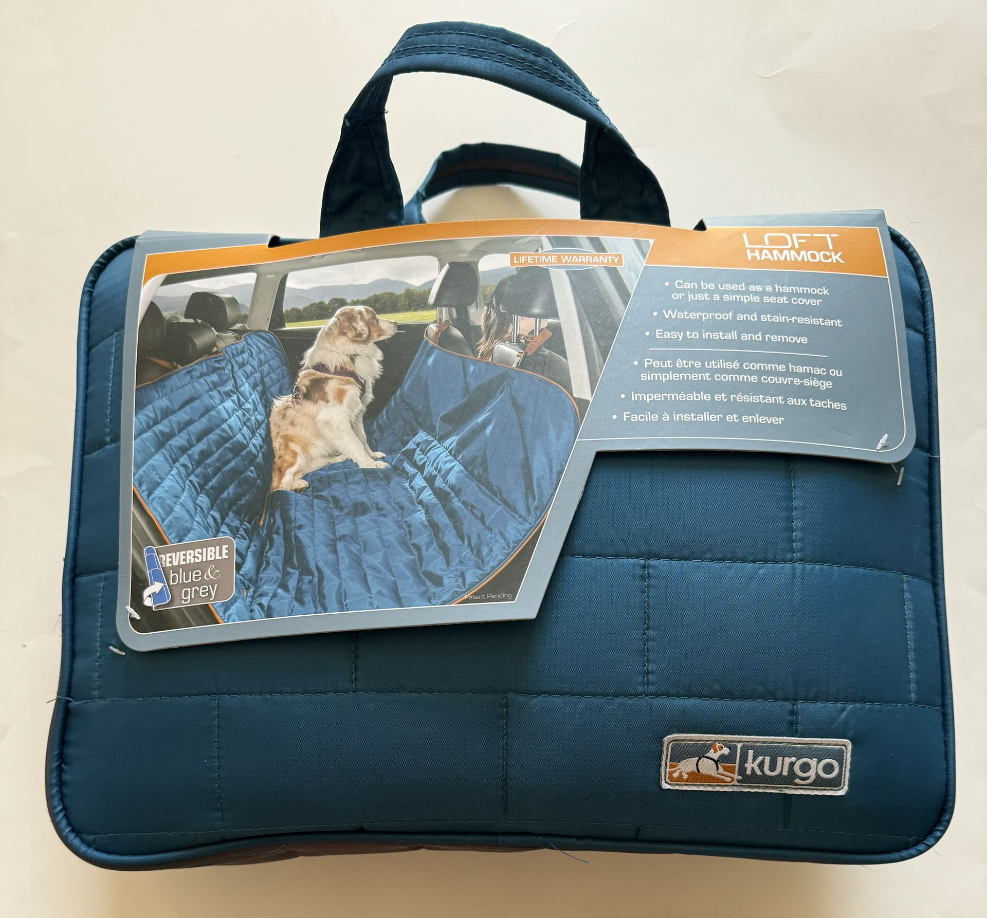 Kurgo Pet Car Seat Cover Reversible Blue Gray Dog Cat 