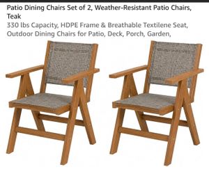 Patio Dining Chairs Set of 2, Teak