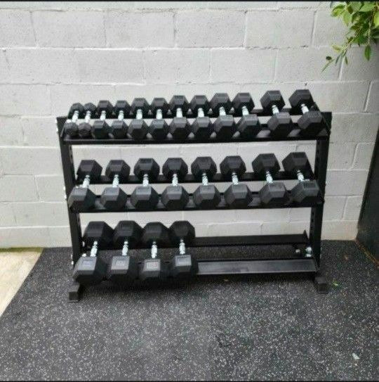 NEW Rubber Hex Dumbbells 5lb - 50lb Dumbbell Pairs Olympic Weights Home Gym Workout Equipment Fitness Weight Set