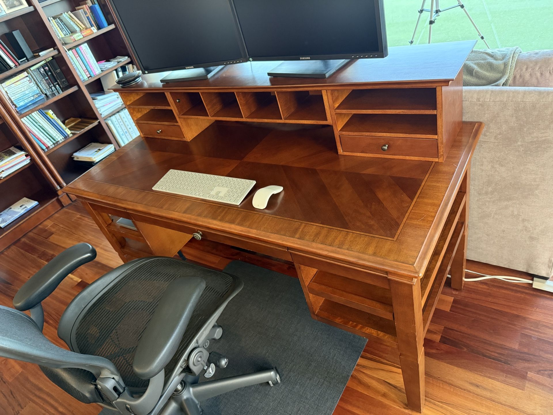 Great Home Office Desk/Files/Bookshelves/VariDesk - Classic Contemporary Wood Full Setup Furniture
