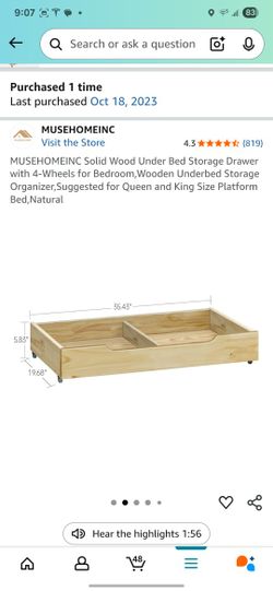Under Bed Rolling Storage Solid Wood $50
