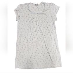 Vintage Miss Elaine Size XL Floral Nightgown with Blue Accents