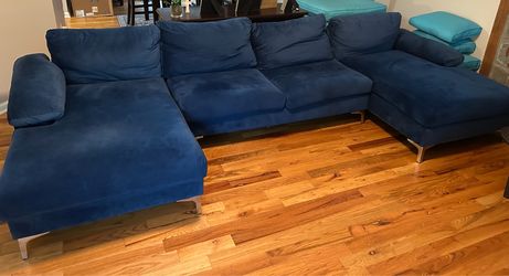 Beautiful royal blue sectional sofa