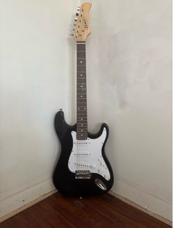 ZENY Black and White Electric Guitar with Storage Bag and Accessories