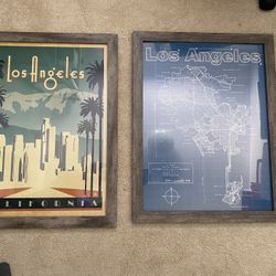 2 Piece Framed Los Angeles wall Art