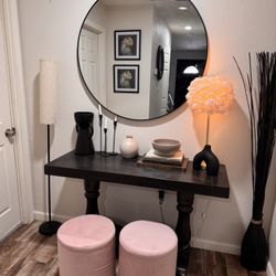 Two Large Pink Ottomans 