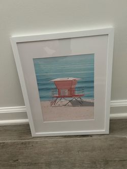 Seven (7) White framed coastal prints  12x16