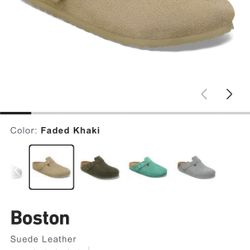 Birkenstock Suede Leather Boston Suede Faded Khaki Women’s Size 5 36 Sandals