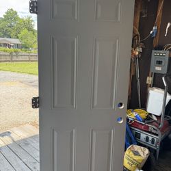 32 inch entry door metal with hinges