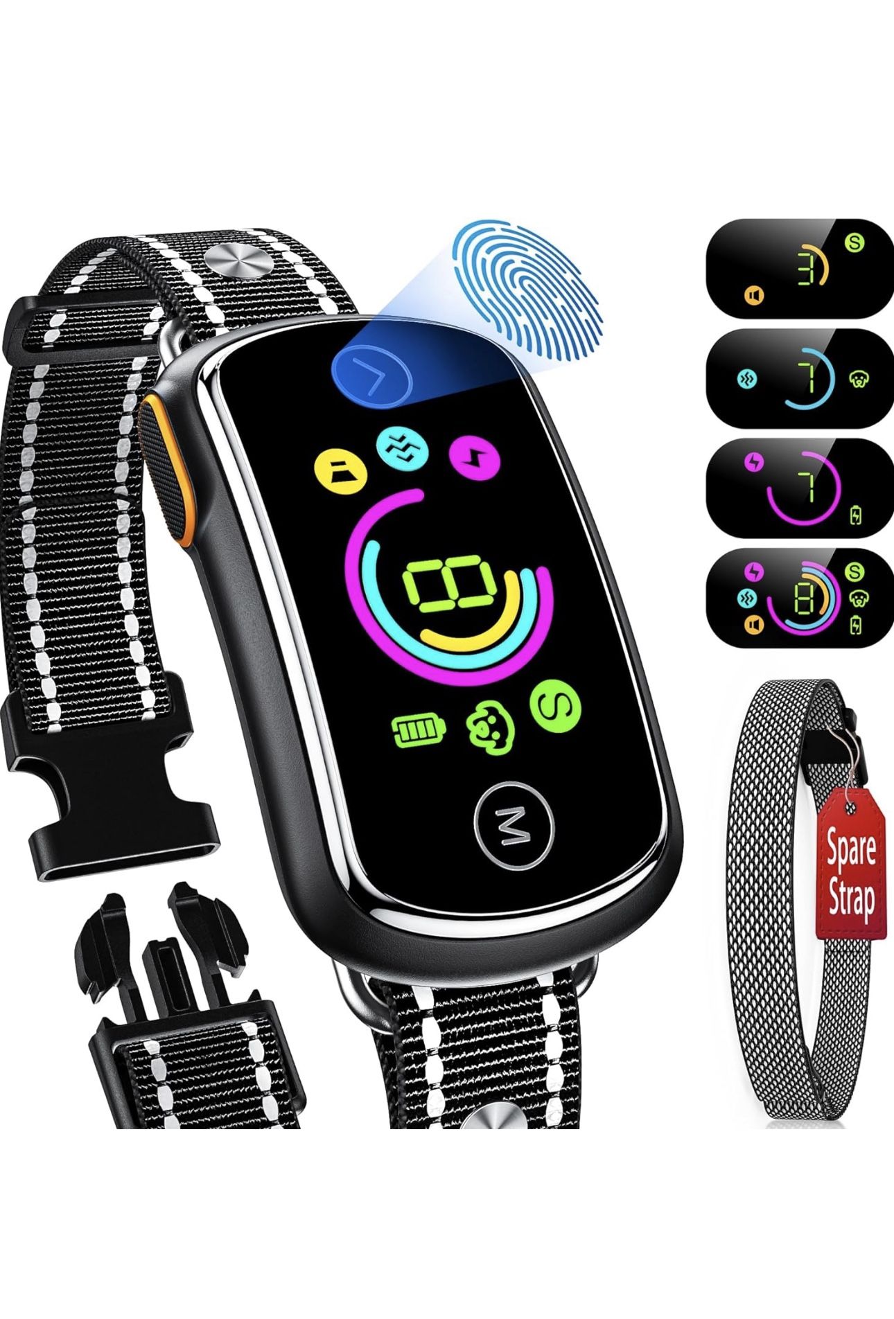 Dog Bark Collar, Customizable Bark Collar for Large Medium Dogs, Smart Anti Barking Training Collar with Adjustable Beep Vibration Shock and Sensitivi