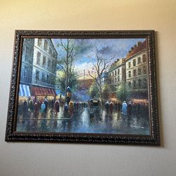 Framed Cityscape Painting 55x43