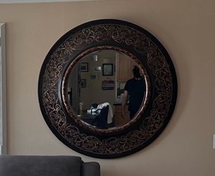 Large round mirror