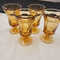 Set of 4 Fostoria Jamestown Amber Footed Ice Tea/Water Goblets
