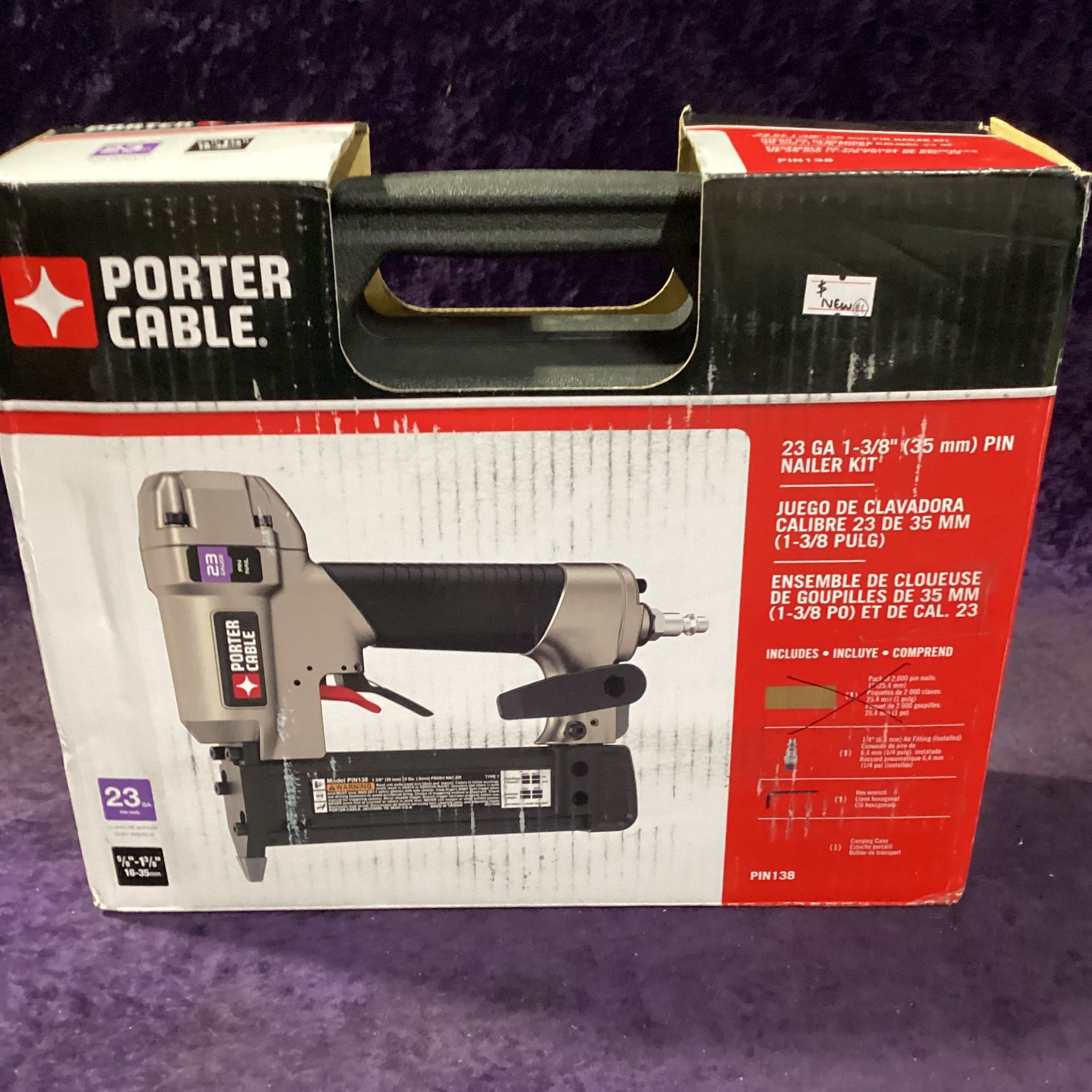 🧰🛠Porter Cable Pneumatic 23-Gauge 1-3/8” Pin Nailer w/Case-NEW!-$75!🧰🛠