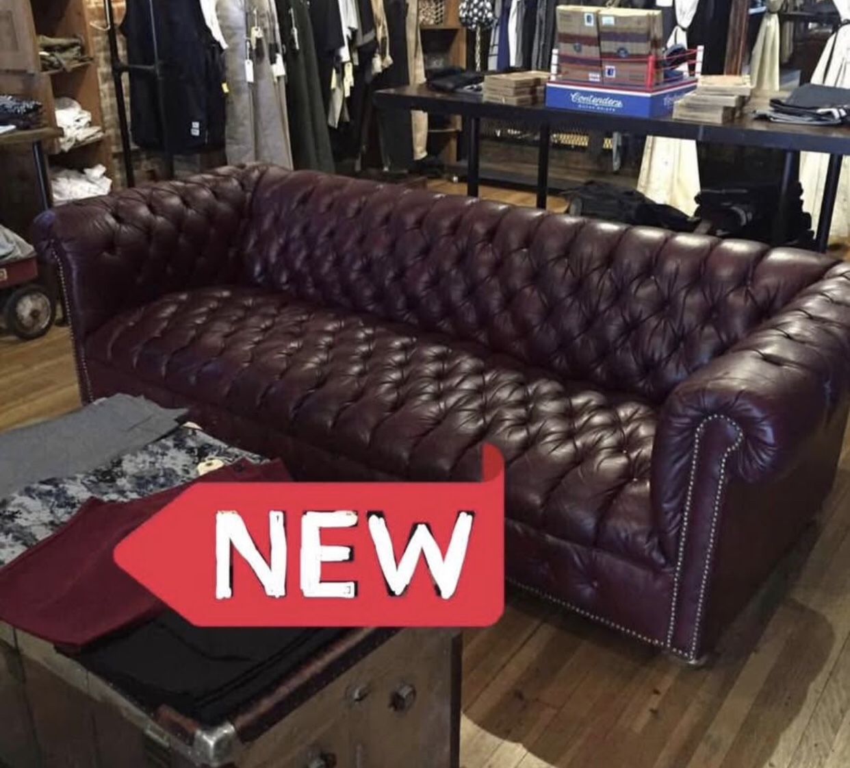 Brand New Chesterfield Leather Burgundy Sofa