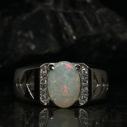 Oversized Horca Brazilian Opal Set In A Custom Designer Sterling Silver Ring