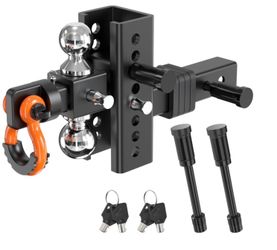 Adjustable Trailer Hitch For 2 Inch Receiver, 2'', 2-5/16'' Heavy Duty 360° Rotating Tow Hitches With D-Shackle, 12,000 Lbs GTW, With 2 Anti-Theft Sec