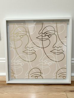 Modern Painting - Gold And White Lines Pertrait A Man’s Face 17”wx17.5”