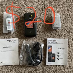 [Brand New Unlocked] TCL Flip 2 Black 8GB Flip Phone+Free Car Charger