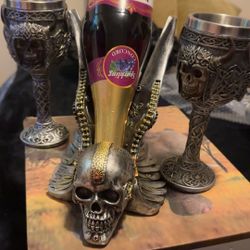 Wine Bottle Holder And Two Glasses 