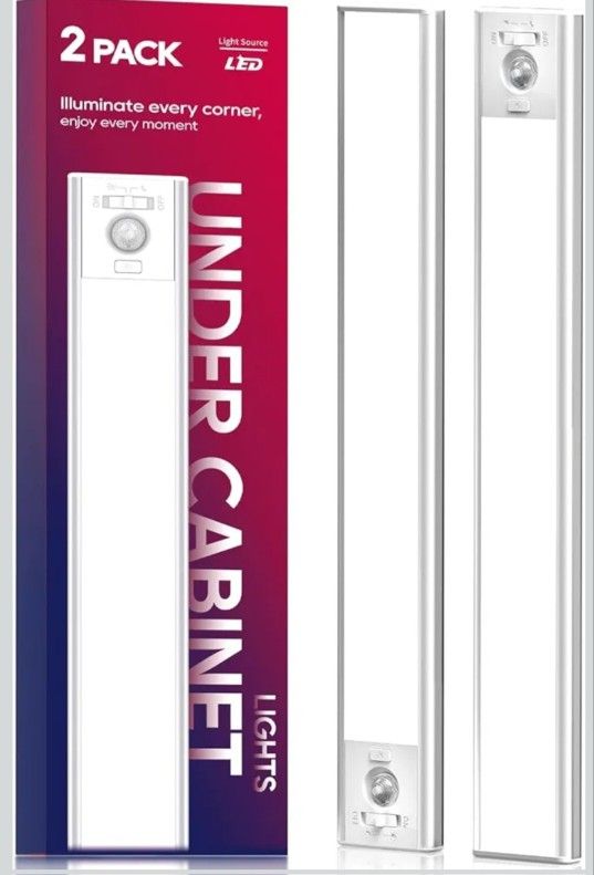 Under Cabinet Lighting, 3200mAh Rechargeable Motion Sensor Light Indoor, LED Battery Operated Cabinet Lights, Dimmable Closet Light, Wireless Under Co