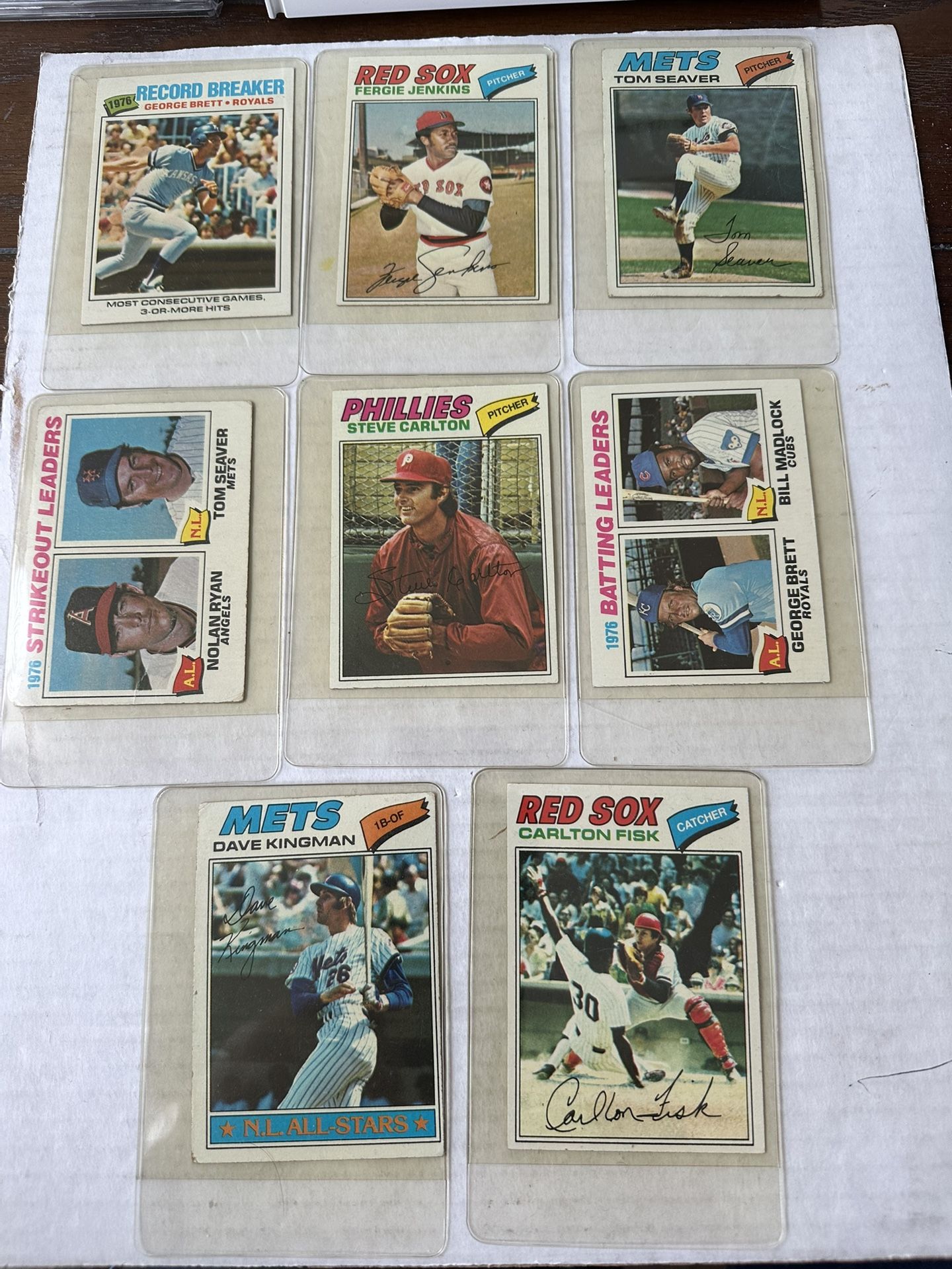 1977 Topps Group Of 8 Many HOF Baseball Cards Ex Mint