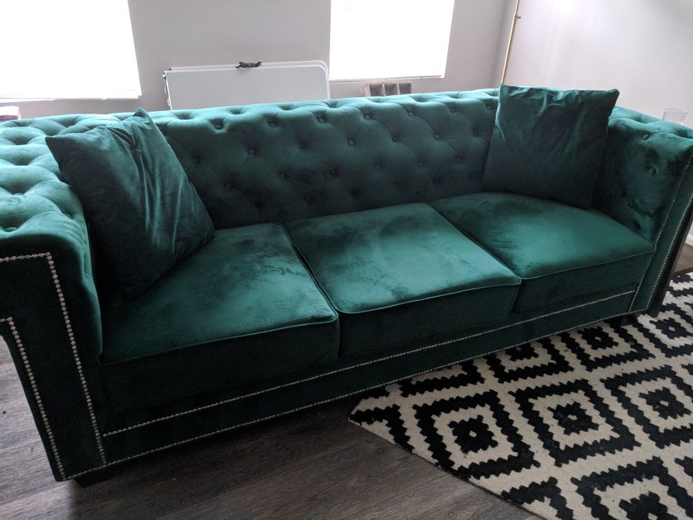 Green Velvet Sofa Couch