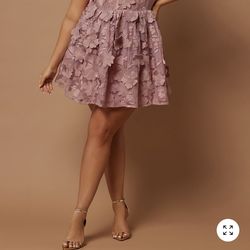 Embroidered Corset Mini Dress mauve