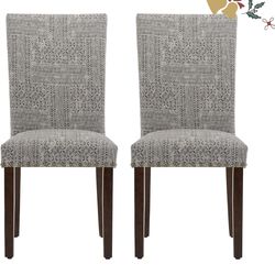New Parsons Black /White Upholstered Nailhead dining chairs(Set of Two)