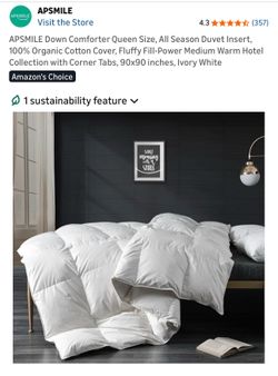 Queen size comforter, ORGANIC COTTON DUVET